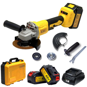 XLNT XTCAG-129 48V Cordless Brushless Angle Grinder | Fast Charger | Heavy-Duty Carry Case