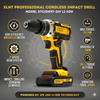 XLNT 21V Cordless Impact Drill Set | Brushless Motor | 220NM | 25+1 Torque | 2 Batteries 4000mAh- XTCIDK97