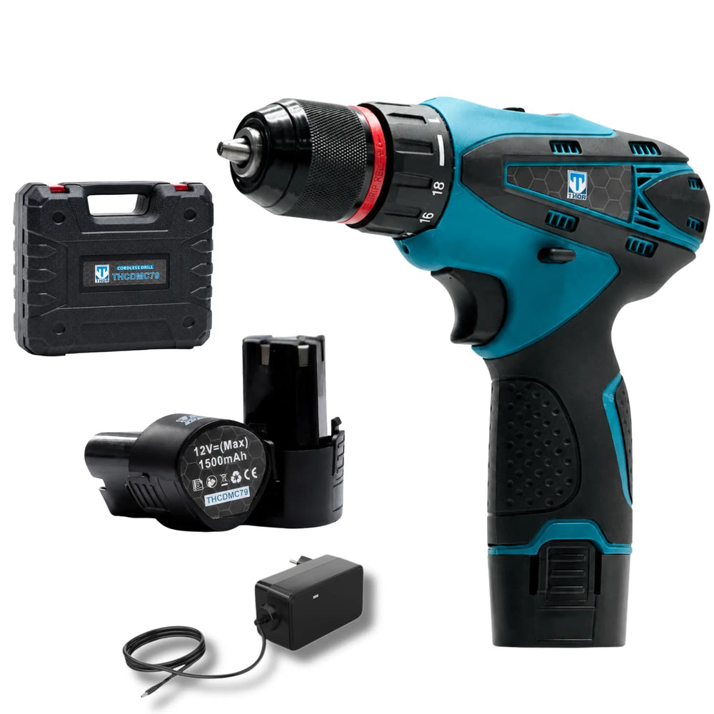 THOR 12V Cordless Drill Machine with 2 Batteries | 10mm Metal Chuck | THCDMC79